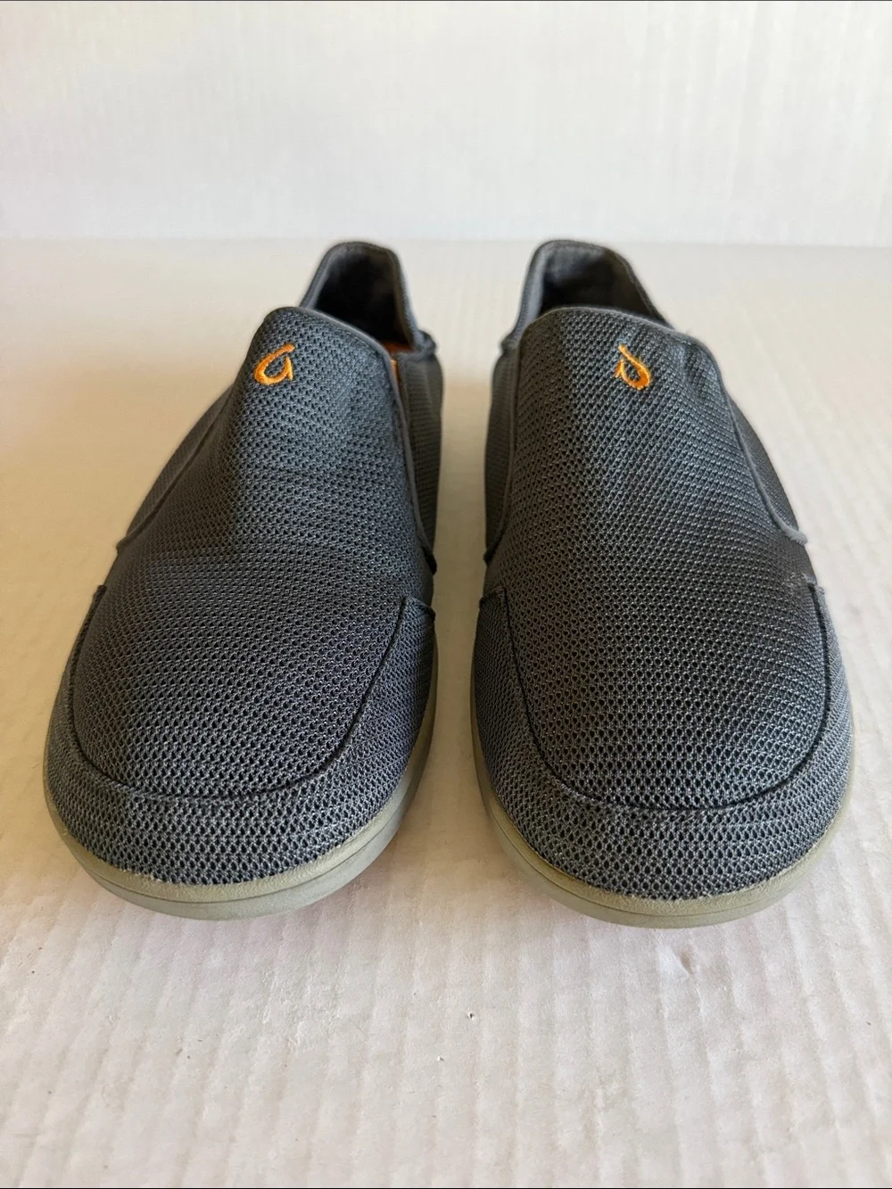 Olukai Men’s Nohea Charcoal Gray Mesh Slip On Loafers
